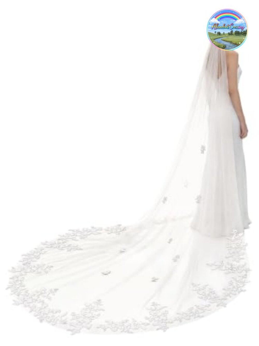Cathedral Length Lace Tulle Wedding Veil with Comb Bridal